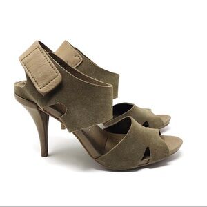 Pedro Garcia Olive Green Suede Sandals Heels 39